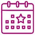 A purple star on top of a calendar.