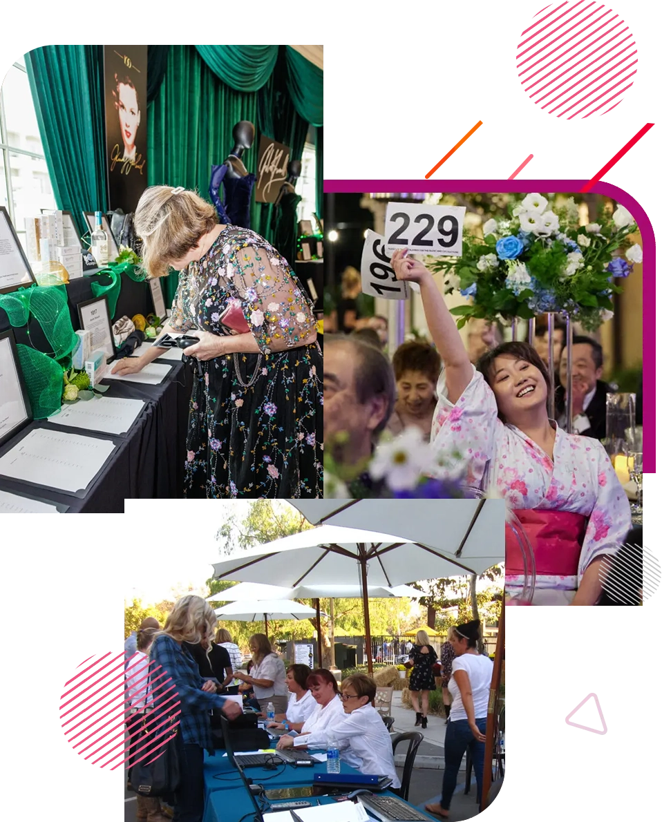 A collage of people at an event with a number on the back.